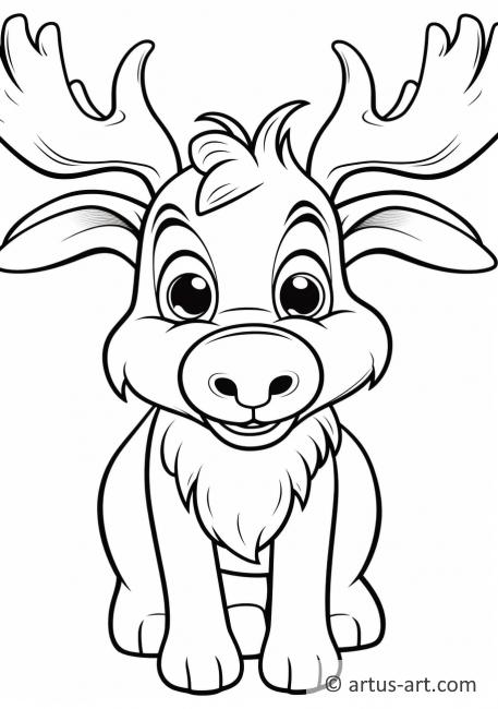 Cute Moose Coloring Page For Kids